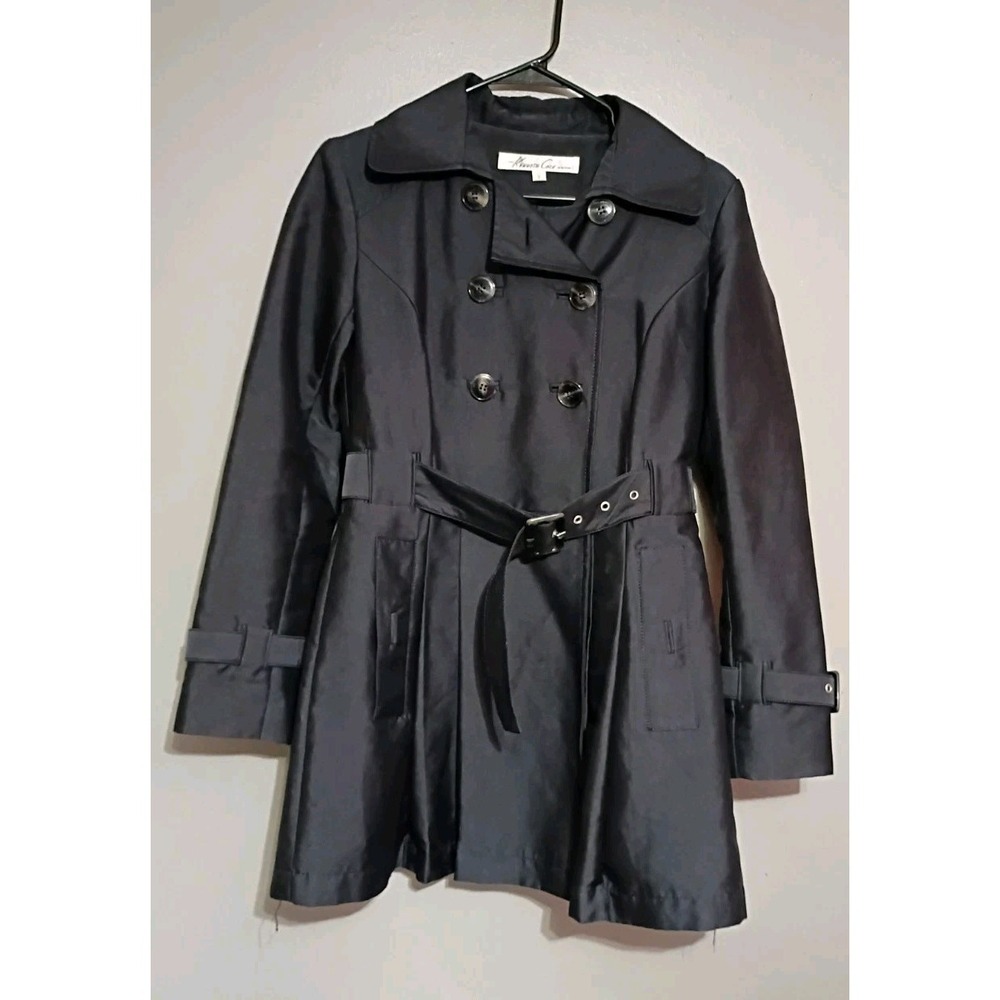 Kenneth Cole Black Women's Belted Fall Cotton Coat, size S